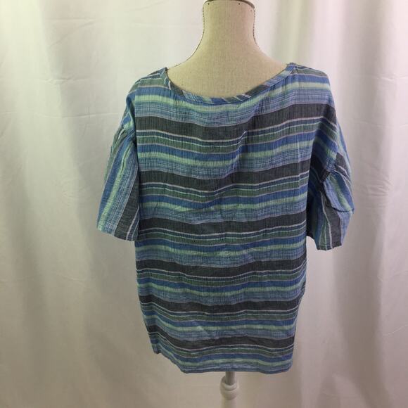 a.n.a button down tie off blouse cool stripe combo - Picture 6 of 16